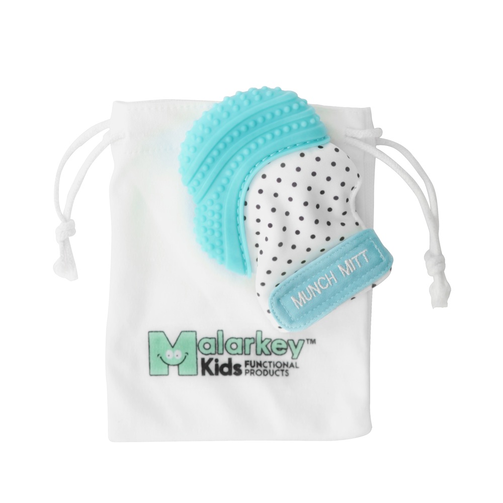 Malarkey Munch Mitt Teething Mitten Aqua | Soothers | Baby Bunting AU