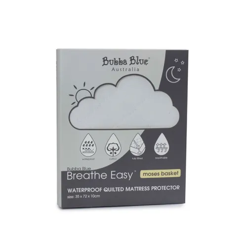 Bubba Blue Quilted Moses Basket Mattress Protector White Baby