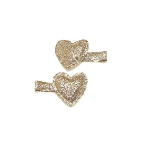 4Baby Heart Glitter Clips Gold Osfa image 0 Large Image