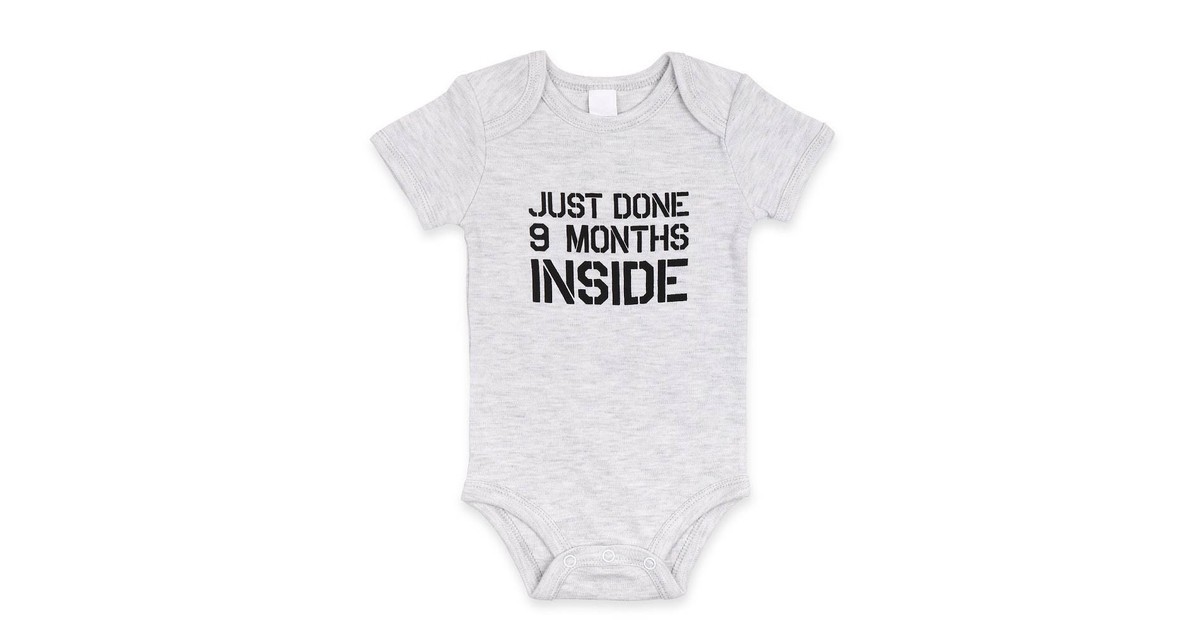 4Baby Slogan Bodysuit Short Sleeve Just Done Months Inside Grey