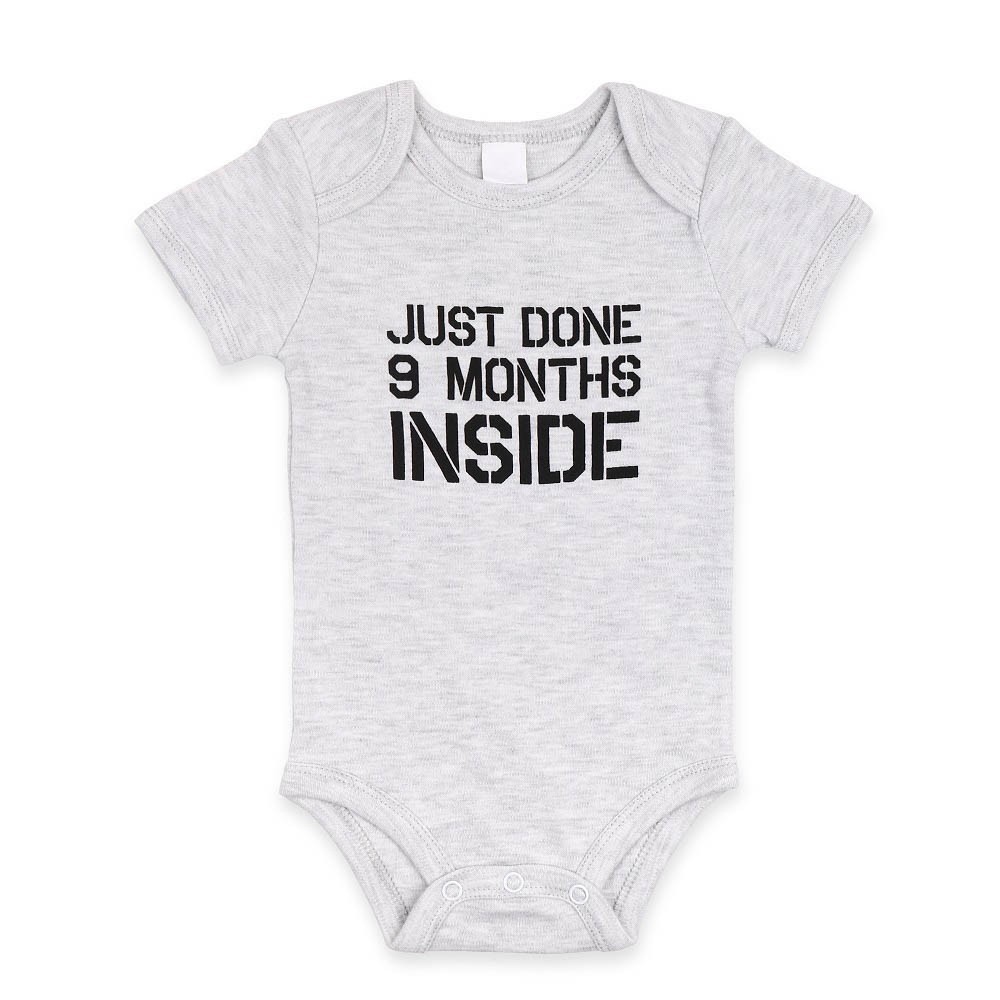 4baby Slogan Short Sleeve Bodysuit Just Done 9 Months Size 0