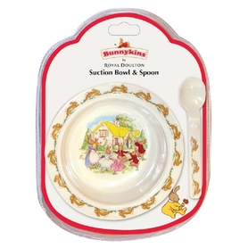 Bunnykins Suction Bowl & Spoon Set Playing Design Red