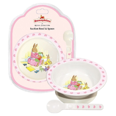 Bunnykins Suction Bowl & Spoon Set Sweethearts Pink image 0 Large Image