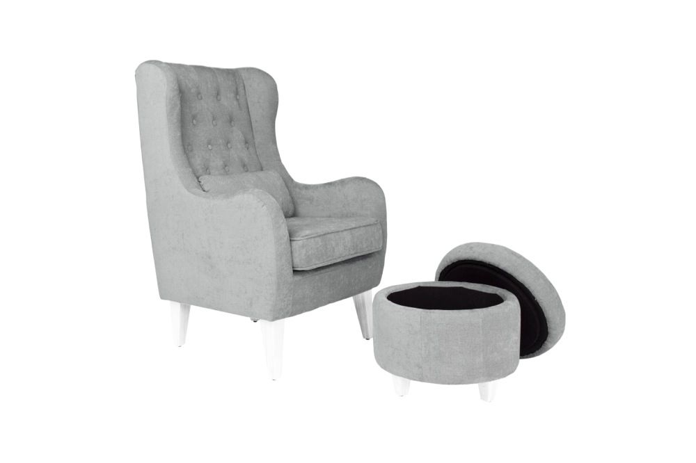 Il Tutto Bambino Claudia Rocking Chair Ottoman French Grey White