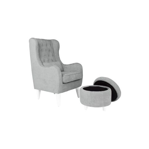 Il Tutto Bambino Claudia Rocking Chair + Ottoman French Grey/White Legs image 0 Large Image