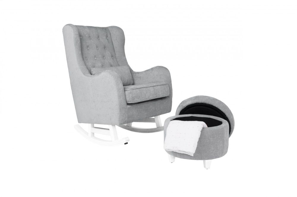 Il Tutto Bambino Claudia Rocking Chair Ottoman French Grey White