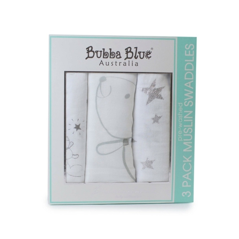 Bubba Blue Wish Upon A Star Muslin Swaddles 3 Pack image 0 Large Image