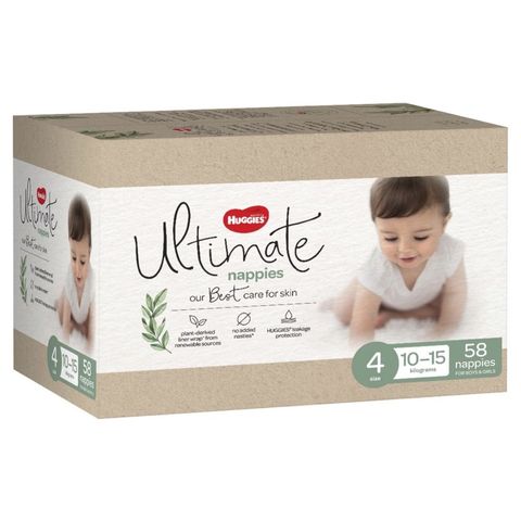 Huggies Ultimate Nappies Jumbo Toddler Size 4/10-15kg 58 Pack image 0 Large Image