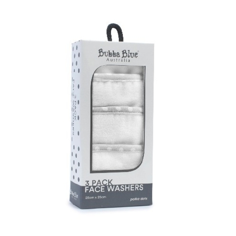Bubba Blue Polka Dots Wash Cloth Grey 3 Pack image 0 Large Image