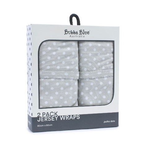 Bubba Blue Polka Dots Jersey Wrap Grey 2 Pack image 0 Large Image