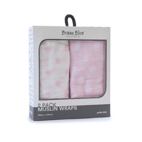 Bubba Blue Polka Dots Muslin Wrap Pink 2 Pack