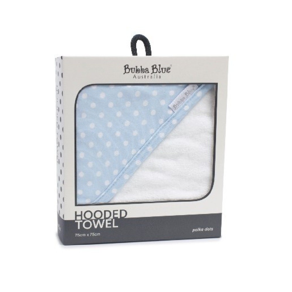 Bubba Blue Polka Dots Hooded Towel Blue Hooded Towels Baby Bunting AU