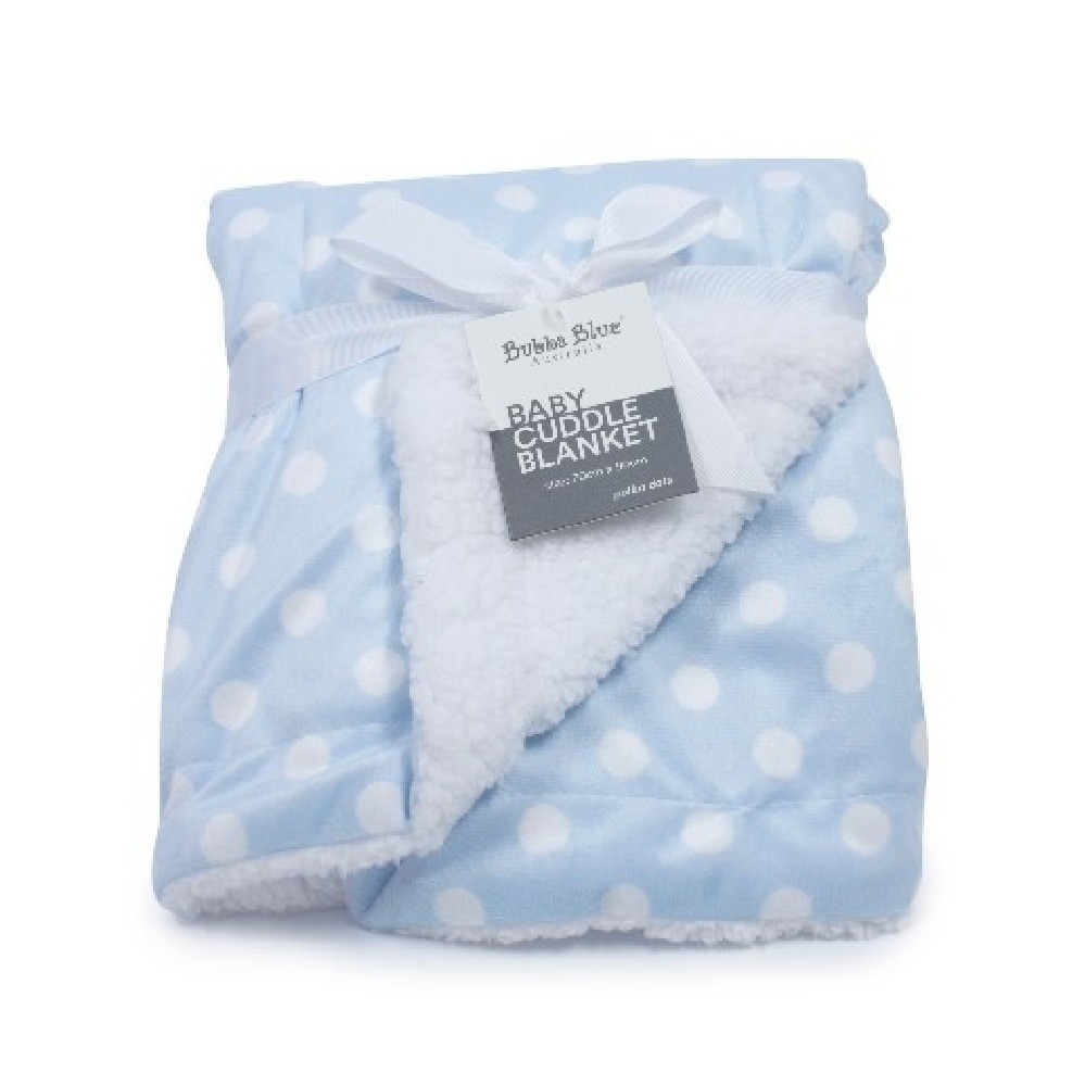 Bubba Blue Polka Dots Cuddle Blanket Blue Pram & Baby