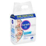 Curash Baby Wipes Vitamin E 3 x 80 Pack image 0