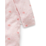 Purebaby Zip Growsuit Pink Leaf image 1