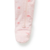 Purebaby Zip Growsuit Pink Leaf image 2