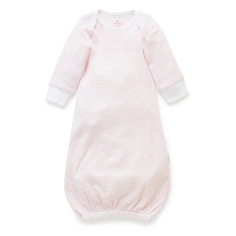 Purebaby Sleepsuit Pink Melange Stripe image 0 Large Image