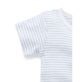 Purebaby Short Sleeve Zip Growsuit Blue Melange Stripe image 3