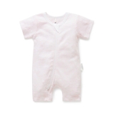 Purebaby Short Sleeve Zip Growsuit Pink Melange Stripe image 0