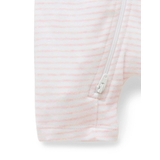 Purebaby Short Sleeve Zip Growsuit Pink Melange Stripe image 2