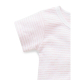 Purebaby Short Sleeve Zip Growsuit Pink Melange Stripe image 3