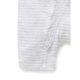 Purebaby Short Sleeve Zip Growsuit Grey Melange Stripe image 1