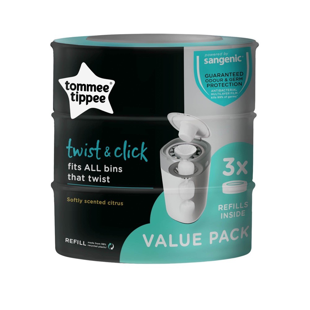 Tommee Tippee Twist & Click Nappy Disposal Unit Refill Cassette 3 Pack