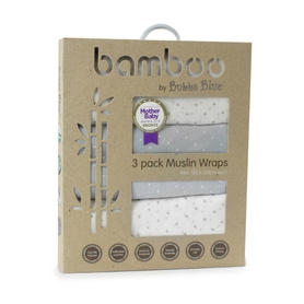 Bubba Blue Grey Bamboo Muslin Wrap 3 Pack