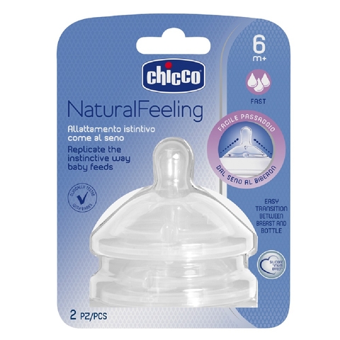 Chicco Natural Feeling Teat 6 Months+ Fast Flow 2 Pack image 0 Large Image