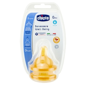 Chicco Well Being Latex Teat 0 Months+ Slow Flow