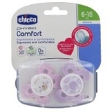 Chicco Physio Comfort Soother 6-16 Months 2 Pack Pink image 1