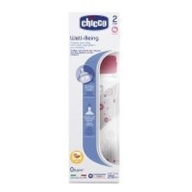 Chicco Well Being Bottle with Latex 2 Months+ Teat 250ml Girl