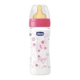 Chicco Well Being Bottle with Latex 2 Months+ Teat 250ml Girl image 1