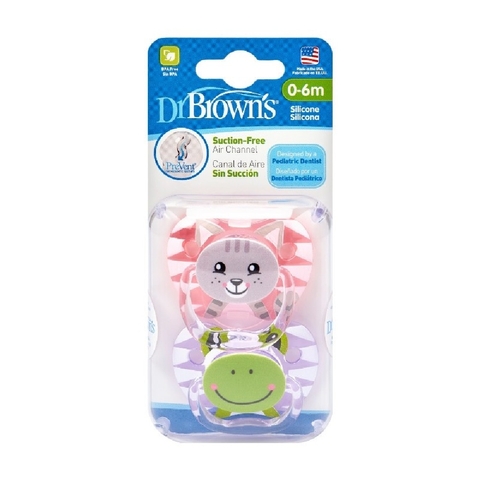 Dr Browns Prevent Printed Soother Stage 1 Girl 2 Pack image 0 Large Image