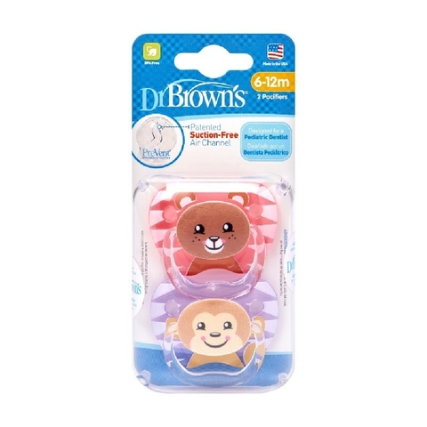 Dr Browns Prevent Printed Soother Stage 2 Girl 2 Pack image 0 Large Image