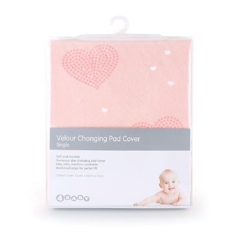 4Baby Change Pad Cover Velour Pink Heart image 0 Large Image