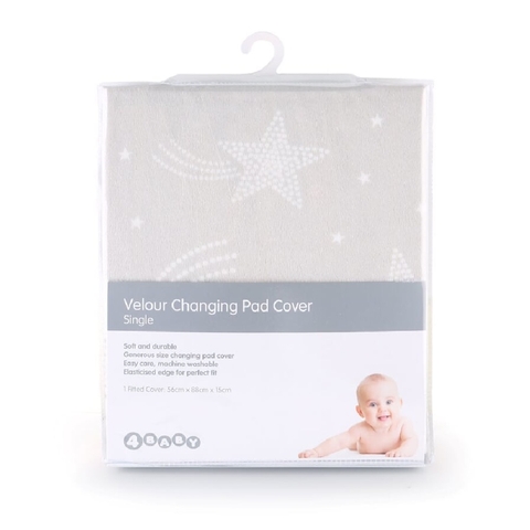 4Baby Change Pad Cover Velour Grey Star image 0 Large Image
