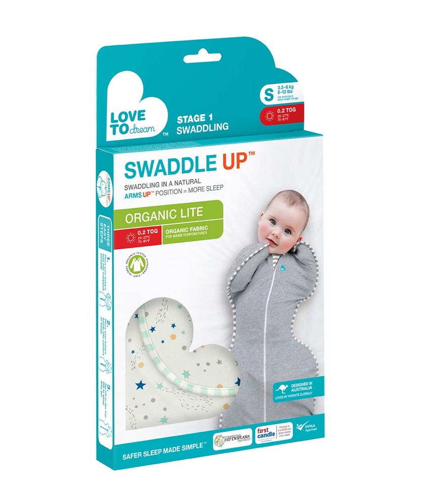 Love To Dream Swaddle Up Lite 0.2 Tog Cream Small Swaddles Baby
