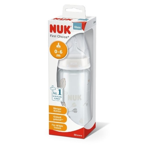 NUK First Choice Plus Bottle - Glass - 240ml - 0-6Months - Assorted image 0 Large Image