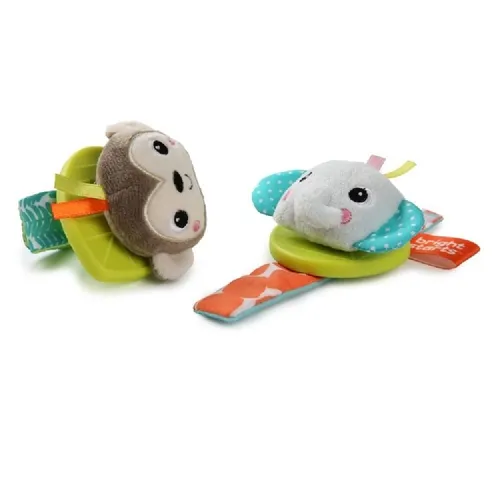 Bright Starts Rattle Teethe Wrist Pals Elephant Monkey
