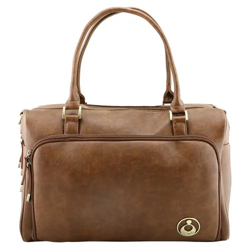 Isoki Double Zip Satchel Nappy Bag Redwood Chestnut Baby