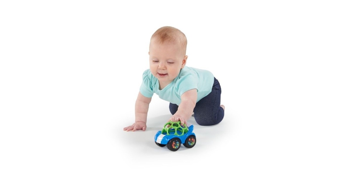 Engine Rool Near Baby Oball Rattle & Roll Car - Blue/Green | Baby Bunting NZ