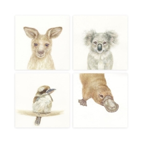The Peanut Shell Art Prints Australian Animals 4 Pack