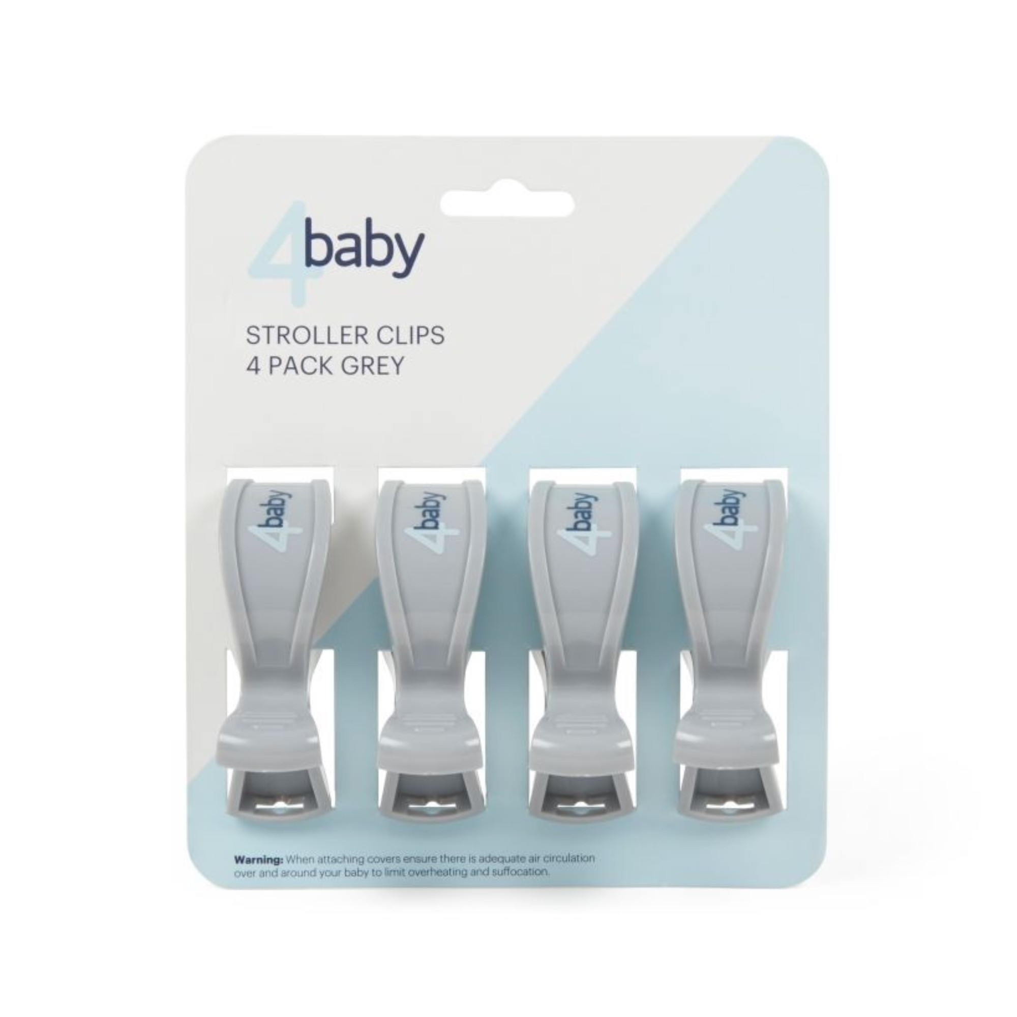 4Baby Stroller Clips 4 Pack Grey