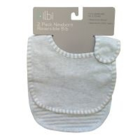 Bilbi Newborn Reversible Bib - Melange Blue - 2 Pack image 0 Large Image