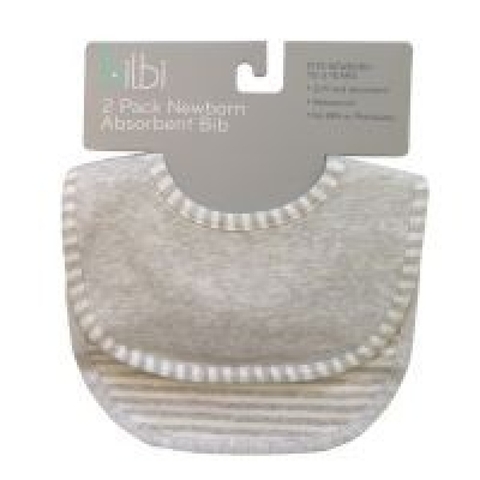 Bilbi Newborn Absorbent Bib - Melange Grey - 2 Pack image 0 Large Image