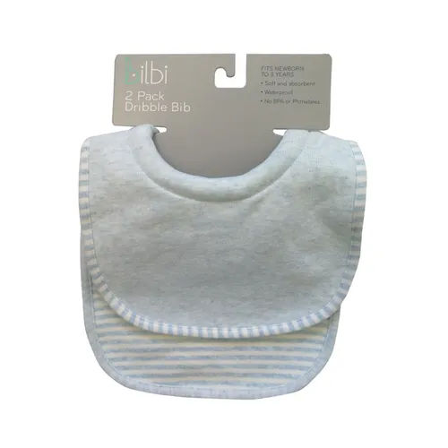 Bilbi Dribble Bib Melange Blue Pack Baby Bunting AU