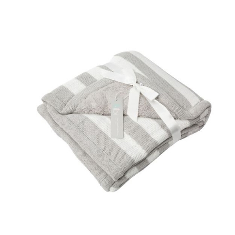 Bilbi Stripe Sherpa Blanket Grey image 0 Large Image