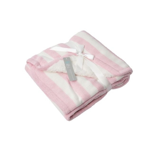 Bilbi Stripe Sherpa Blanket Pink image 0 Large Image