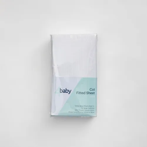 4Baby Sateen Cot Fitted Sheet New White 2 Pack